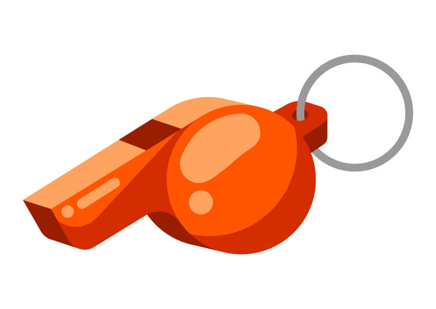 裁判哨声的图标在平坦的风格。图片下载