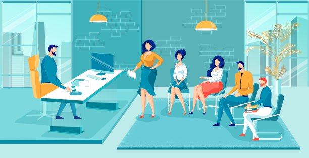 业务分析师组向老板介绍项目。图片下载