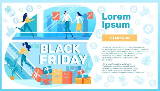 黑色星期五大减价，购物中心和商店。图片下载