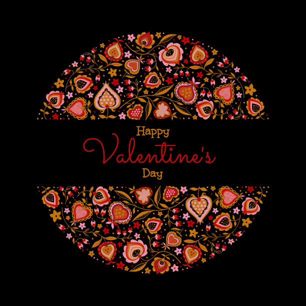 情人节贺卡。手绘水彩和水粉插图。春季主题贺卡。花，点，叶子和抽象的心画。完美的婚礼邀请函，贺卡，图片下载