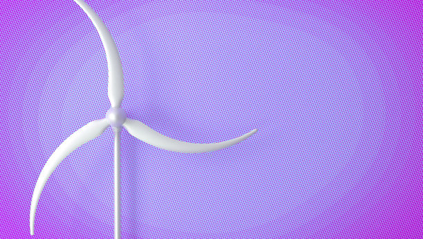 紫色背景上的风力发电机-替代能源图片下载