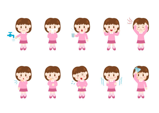 矢量插图的女孩。身体不适照顾自己的健康。图片下载