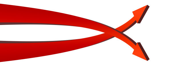 抽象扭曲红色箭头和白色背景图片下载