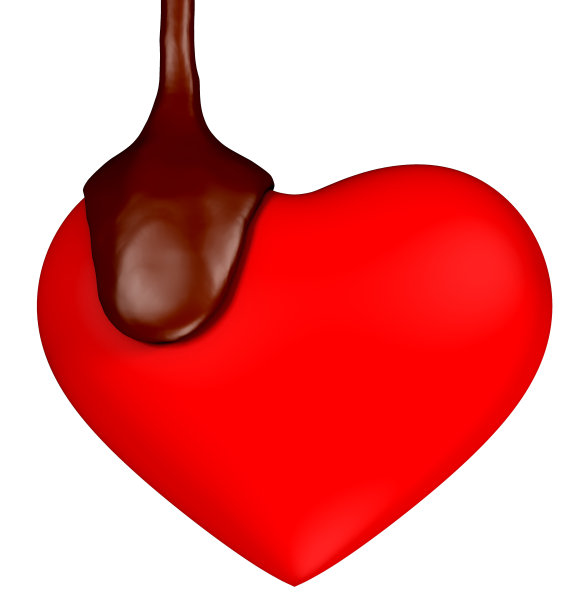 巧克力酱红心白底，3D渲染图片下载