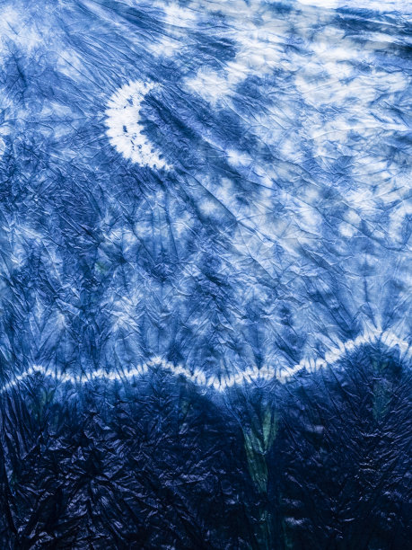 天然纺织品上的景观。种族和部落动机。靛蓝口音在室内或家庭装饰库存照片图片下载