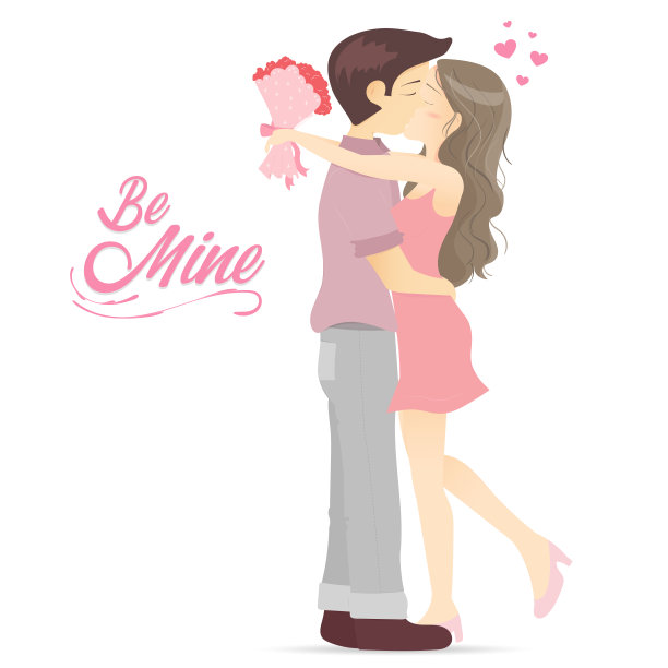 英俊的男孩和他的女朋友拥抱亲吻在一起图片下载