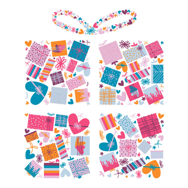 由小礼物组成的漂亮的大礼品盒。图片下载