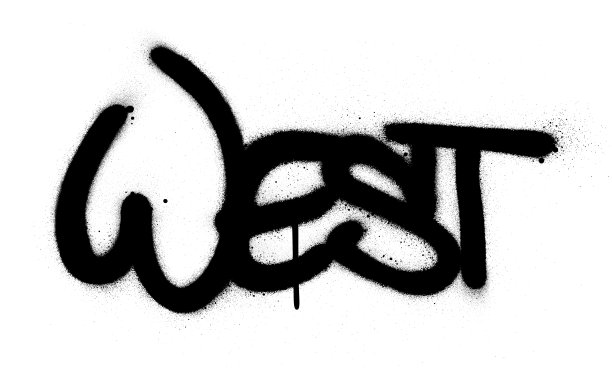 涂鸦西方的字喷在黑色的白色图片下载