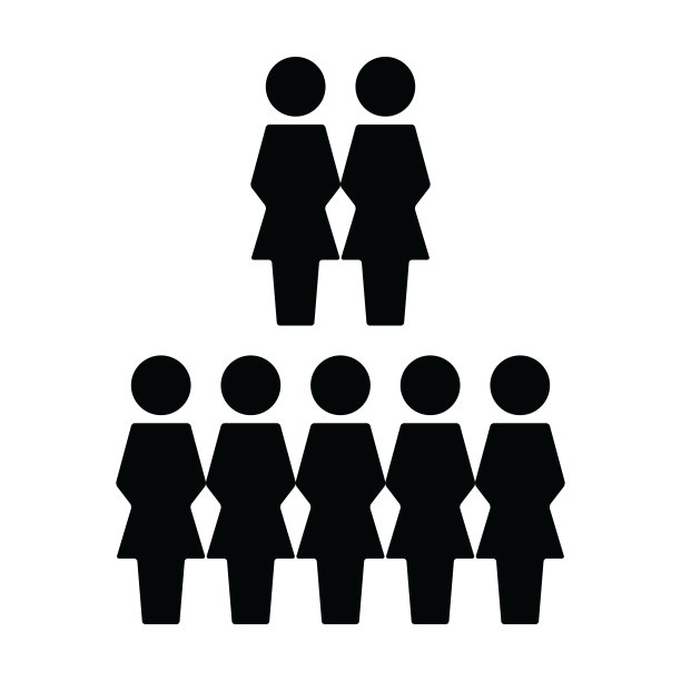 网络图标矢量女性群人符号化身为企业管理人员平色字形象形文字图片下载