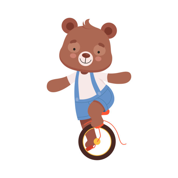 微笑的熊角色穿着运动服循环矢量插图图片下载