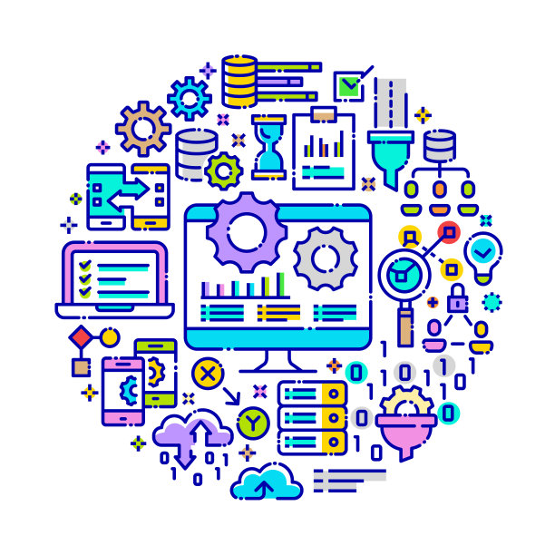 大数据处理矢量图概念。图片下载