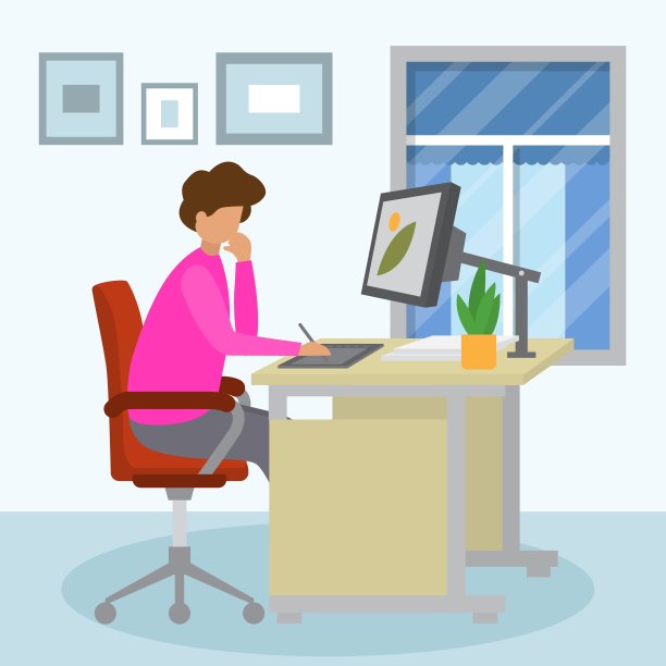 设计师在工作矢量插图。年轻的自由设计师图片下载