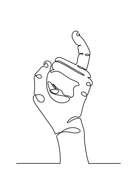 连续的一行画的手显示小手指。图片下载