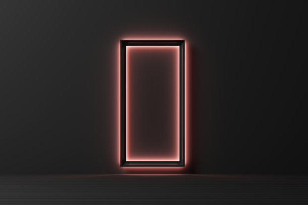 抽象几何形状蜡笔色模板简约现代风格的墙壁背景与灯光增长3d渲染图片下载