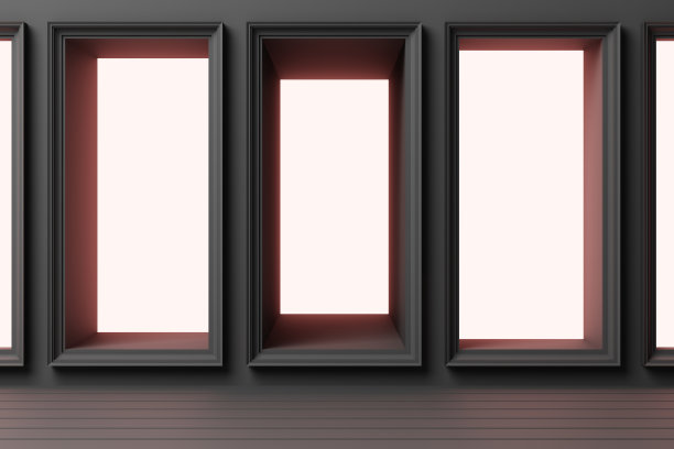 抽象几何形状蜡笔色模板简约现代风格的墙壁背景与灯光增长3d渲染图片下载