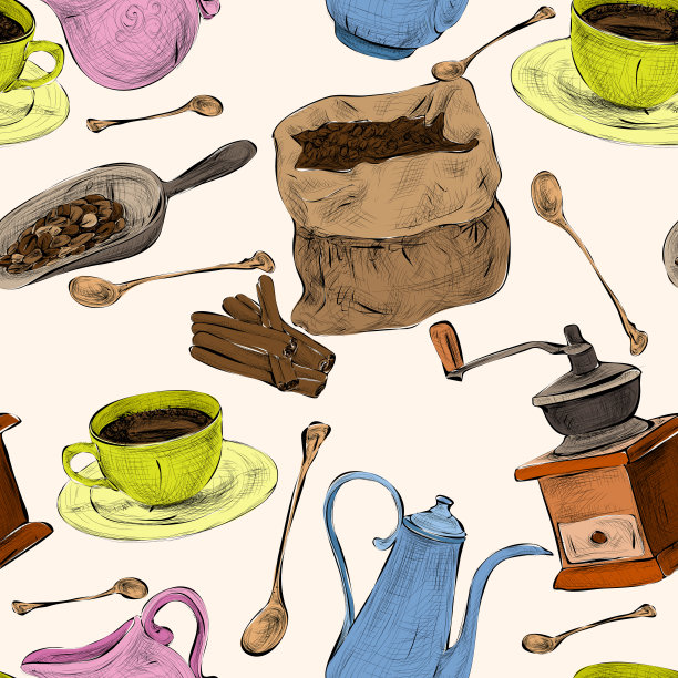 咖啡色无缝图案图片下载