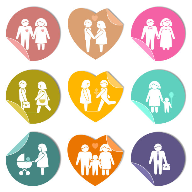 女人和男人的图标贴纸图片下载