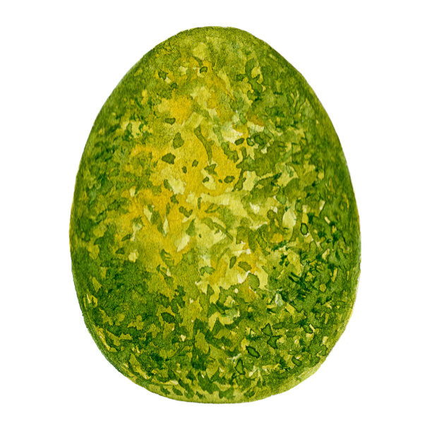 绿色水彩复活节彩蛋插图。图片下载