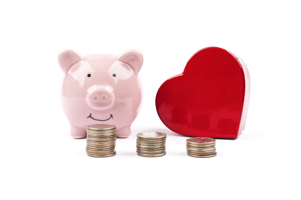 粉红色的储蓄罐孤立在白色的背景图片下载