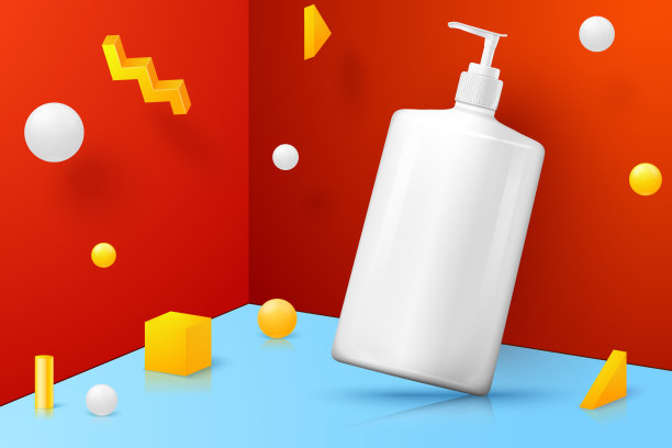 矢量抽象场景与化妆品泵瓶图片下载