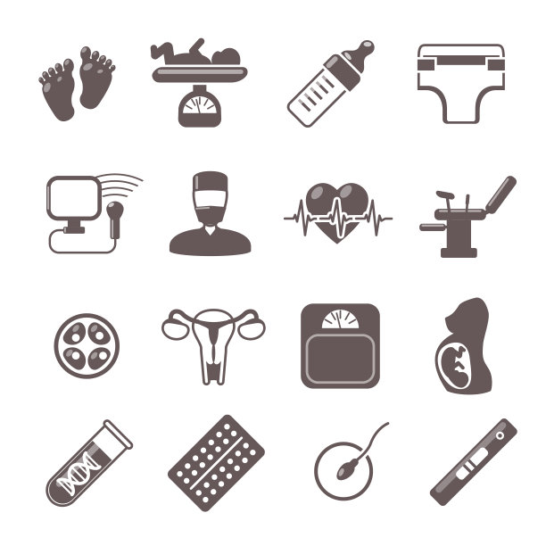 黑色和白色的怀孕图标图片下载