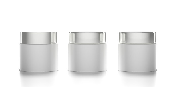 玻璃化妆品罐盖与白色背景隔离。三维演示图片下载