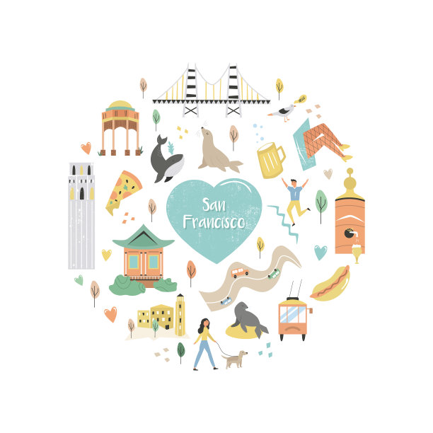 华盛顿在地图上标注了地标和符号。美国著名的城市。复古海报，旅游横幅，传单，旅游指南图片下载