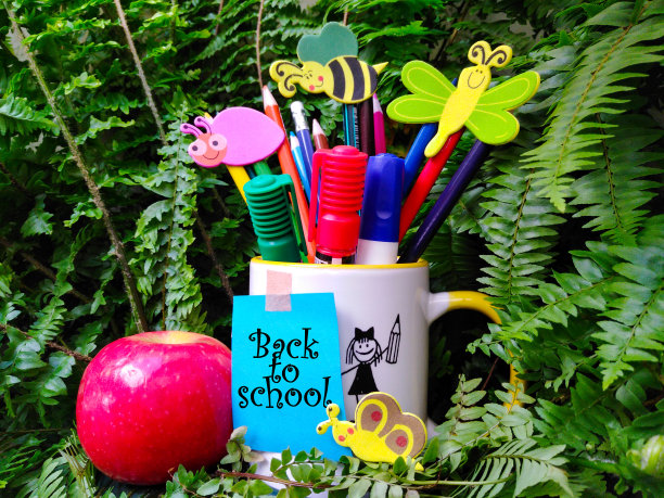 黑溜溜的学校以绿色的自然为背景图片下载