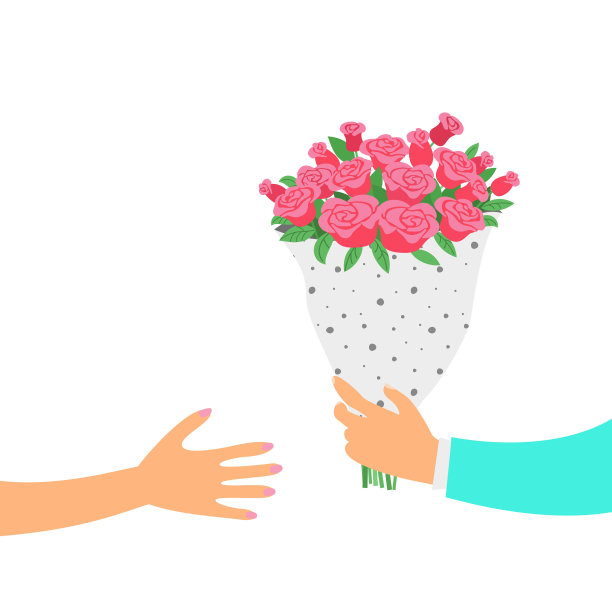 男人拿着一束玫瑰。图片下载