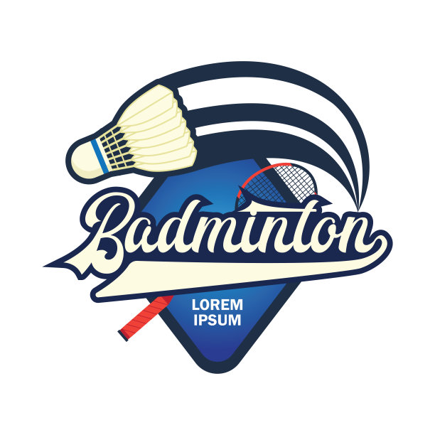 羽毛球标志与文字空间为您的口号/标签线，矢量插图图片下载