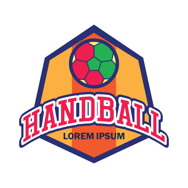 手球标志与文字空间为您的口号/标签线，矢量插图图片下载