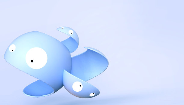 抽象几何形状线性圆球卡通创意的蓝色背景- 3d渲染图片下载