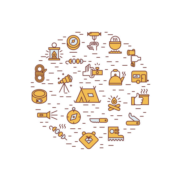 露营线图标集图片下载