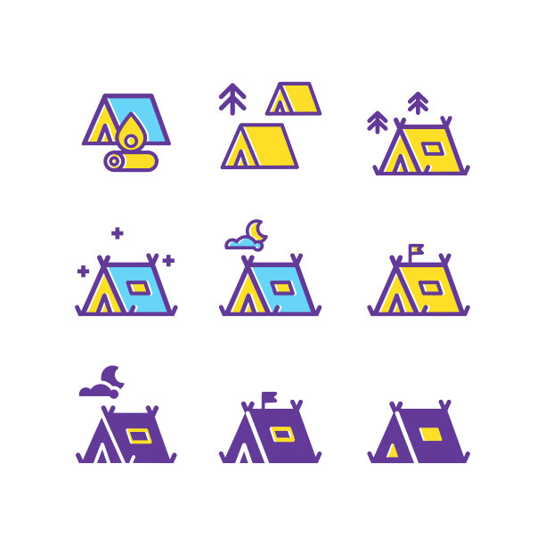 露营线图标集图片下载