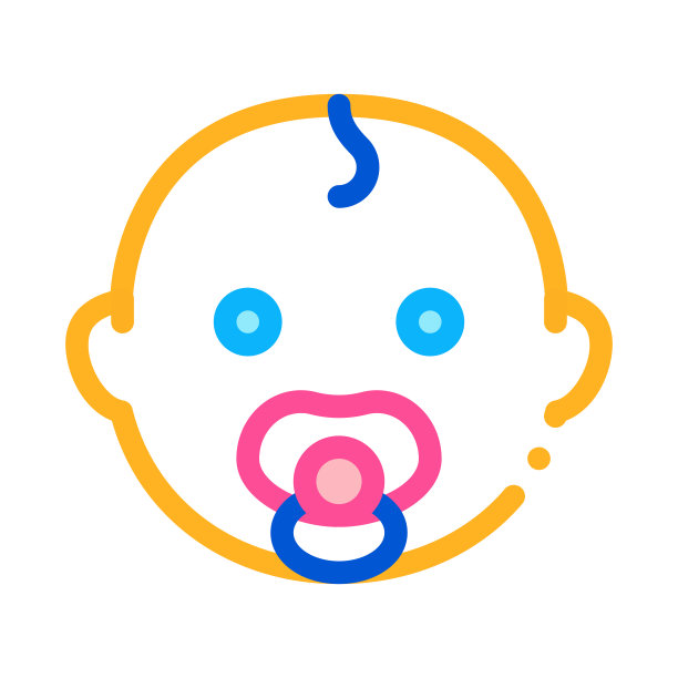 婴儿儿童头图标矢量轮廓插图图片下载