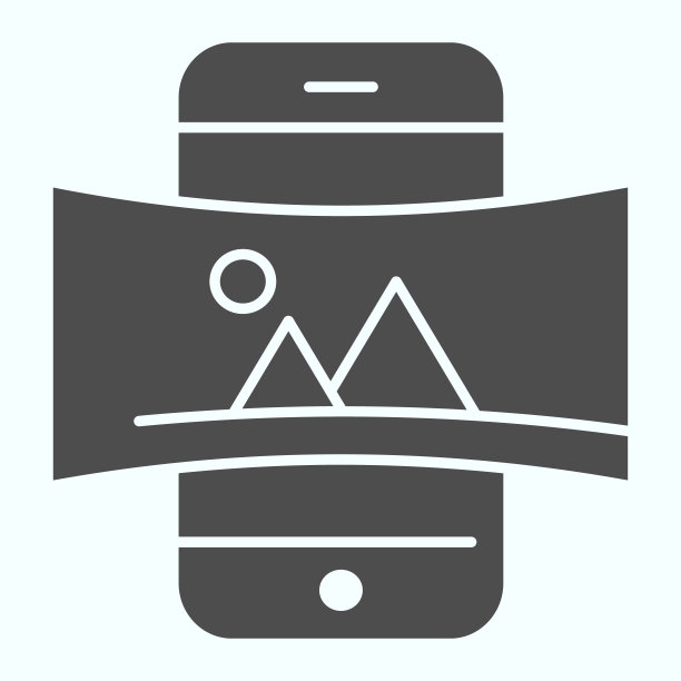 全景坚实的图标。图片全景在智能手机矢量插图孤立在白色。自然全景照片与图片字形风格的设计，设计为web和应用程序。Eps 10。图片下载