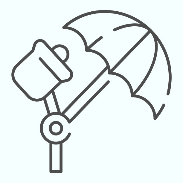 工作室照明细线图标。工作室灯光矢量插图孤立在白色上。聚光灯伞轮廓风格设计，为网页和应用设计。Eps 10。素材图片