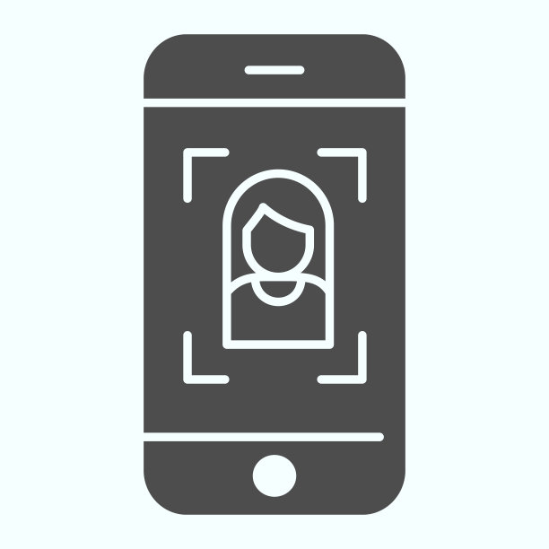手机照片自拍固体图标。智能手机女孩矢量插图孤立在白色。手机与肖像字形风格设计，设计为网页和应用程序。Eps 10。图片下载