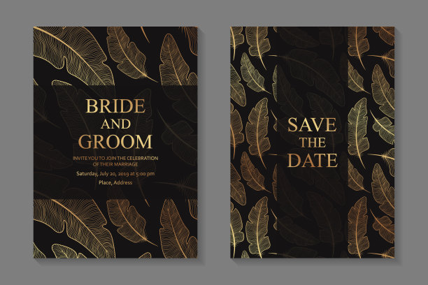 一套现代几何豪华婚礼邀请设计或名片模板的商务或演示或问候。图片下载