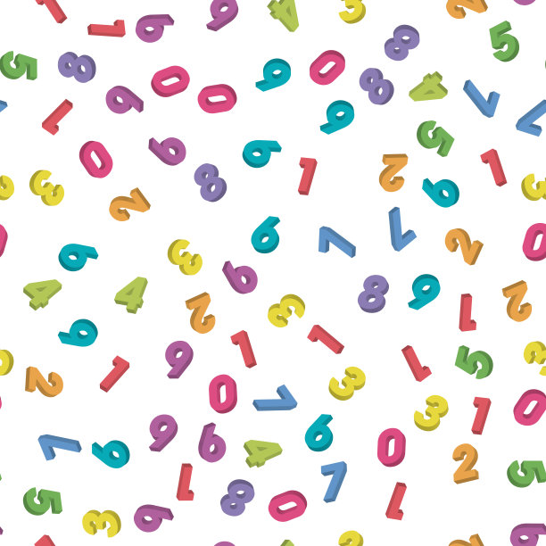 彩色3D数字马赛克。背景的数字。向量无缝模式图片下载