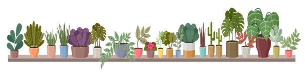 有盆栽的架子很长图片下载