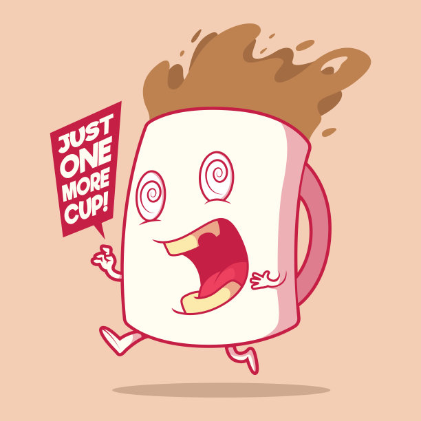 疯狂的咖啡杯矢量插图。图片下载
