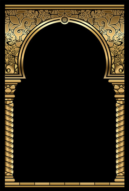封面明信片金色东方复古拱门框架图片下载