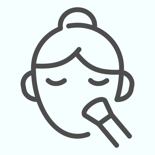 化妆行图标。在白色上用画笔矢量图进行化妆。女人脸和化妆刷轮廓风格设计，专为网页和应用设计。Eps 10。图片下载