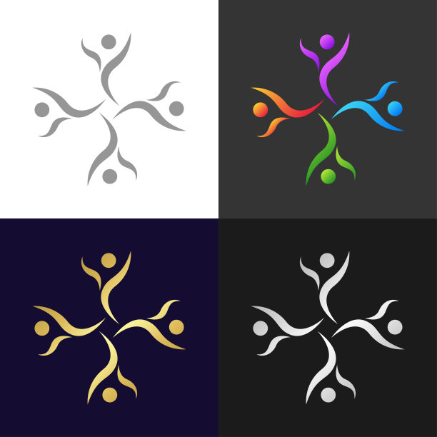 一组人组和社会联系图标和标志，矢量插图图片下载