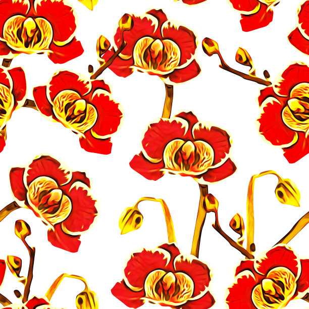 兰花花朵无缝图案。图片下载