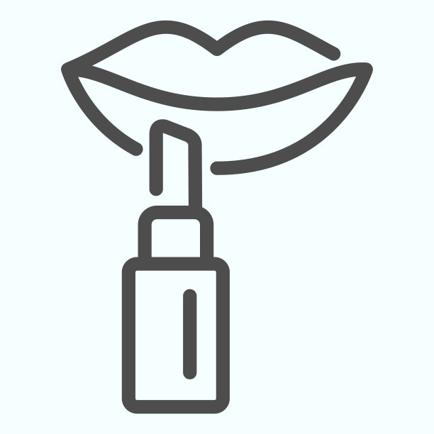 润发油行图标。口红矢量插图孤立在白色。润发膏和女性嘴唇轮廓风格设计，专为网页和应用程序。Eps 10。图片下载