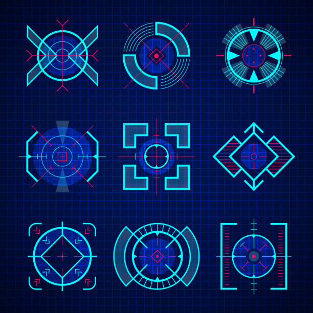 光学目标。ui的狙击枪游戏武器侧重未来技术矢量设置hud风格图片下载