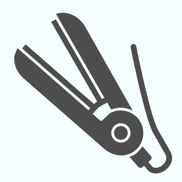 头发拉直固体图标。一种用于熨烫头发的电子装置，矢量图隔离在白色上。美容设备字形风格设计，专为网页和应用程序设计。Eps 10。图片下载