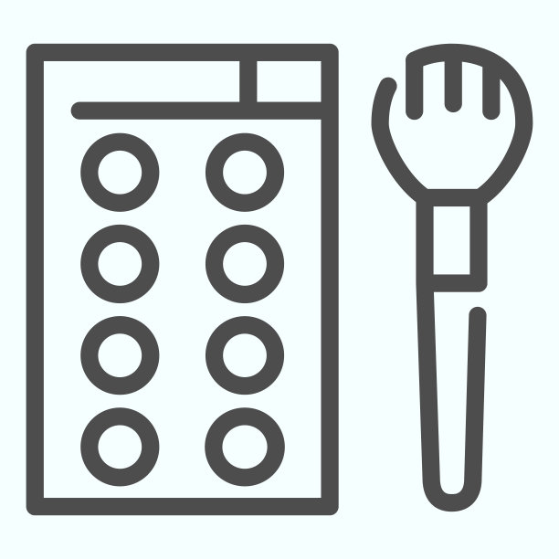 美容调色板线条图标。眼影盒矢量插图孤立在白色。化妆调色板和画笔轮廓风格的设计，为web和应用程序设计。Eps 10。图片下载